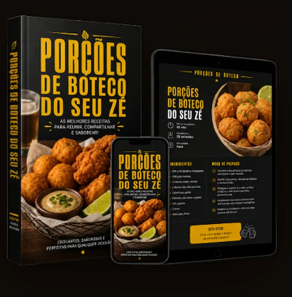 Mockup do e-book Porções de Boteco