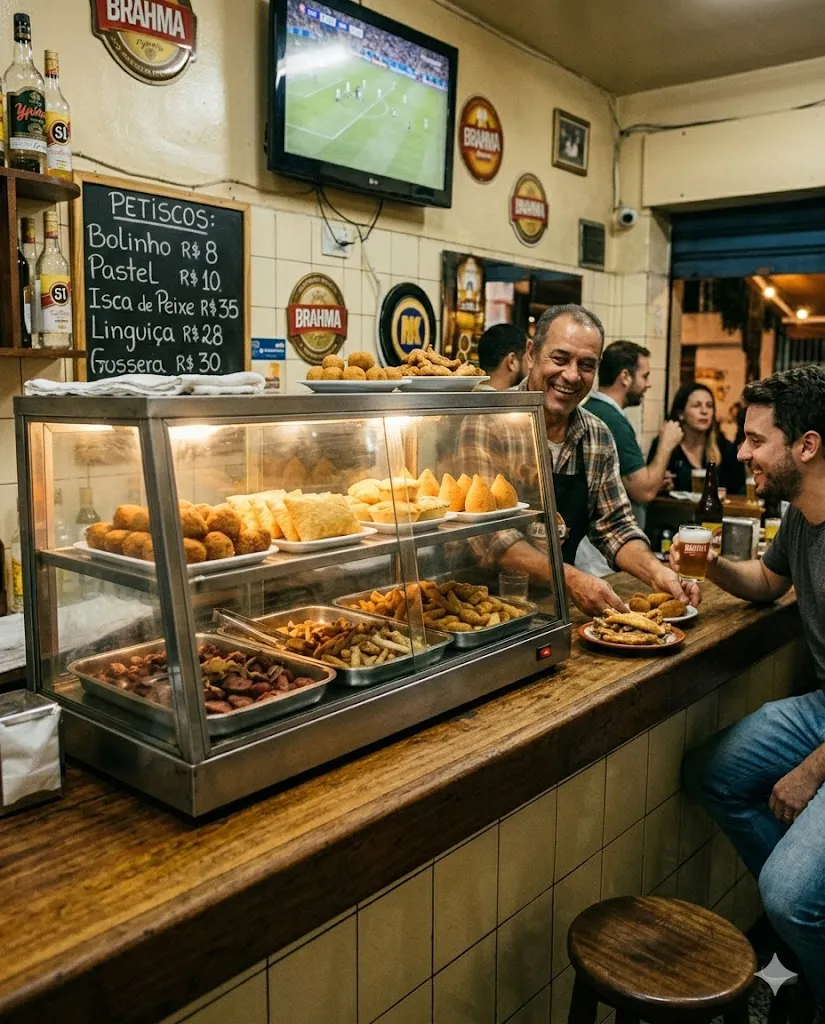 Tábua farta de porções de boteco